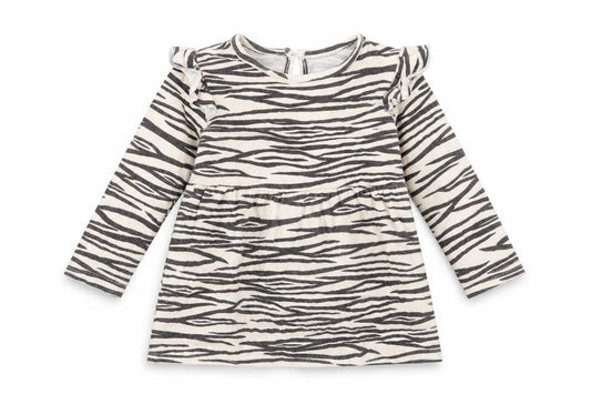 Primark Girls Beige Animal Print Polyester A-Line Size 12-18 Months Crew Neck Button