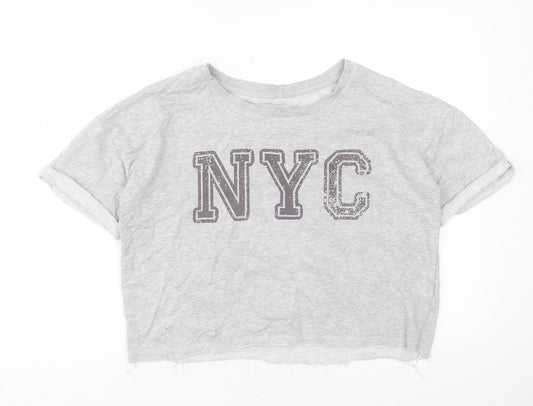 Womens UK Size 10 Atmosphere Grey Cropped T-Shirt