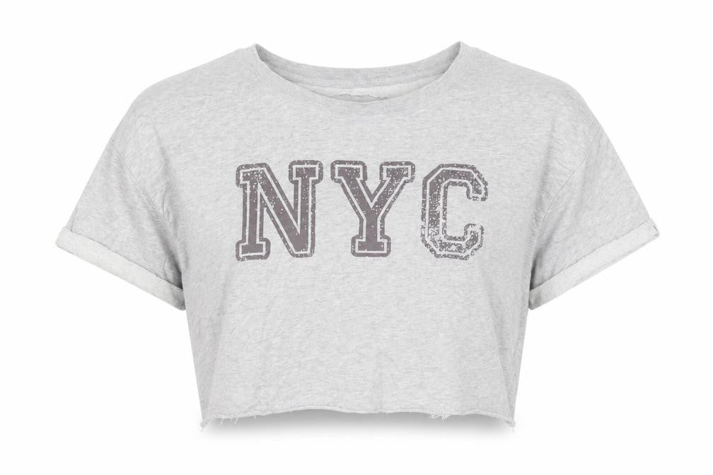 Womens UK Size 10 Atmosphere Grey Cropped T-Shirt