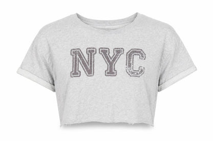 Womens UK Size 10 Atmosphere Grey Cropped T-Shirt