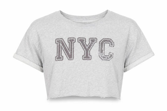 Womens UK Size 10 Atmosphere Grey Cropped T-Shirt