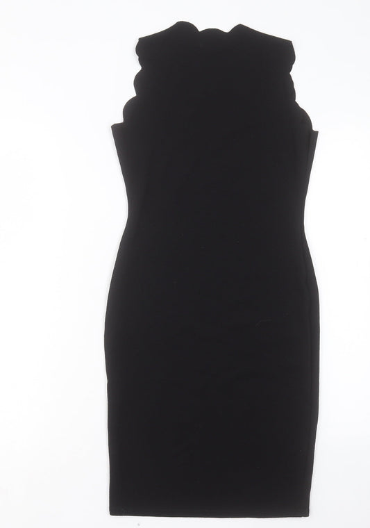 Boohoo Womens Black Polyester Bodycon Size 8 V-Neck Pullover