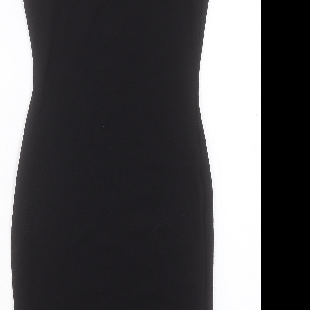 Boohoo Womens Black Polyester Bodycon Size 8 V-Neck Pullover