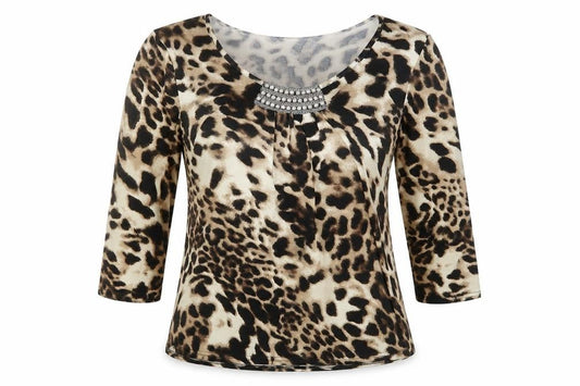 Womens UK Size 14 Roman Brown Basic T-Shirt
