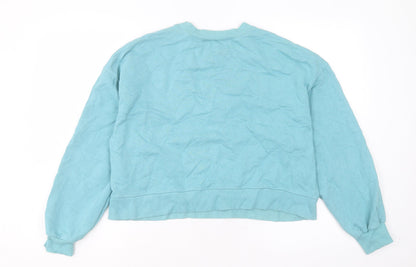 Womens UK Size L Pull&Bear Blue Pullover Sweatshirt