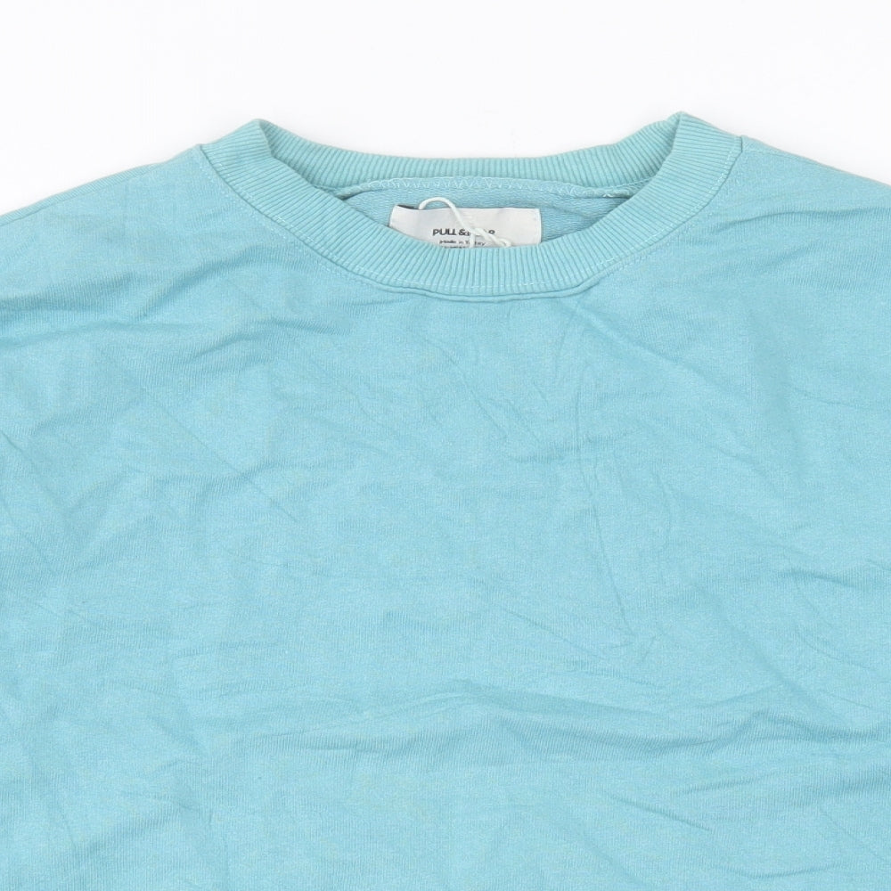 Womens UK Size L Pull&Bear Blue Pullover Sweatshirt