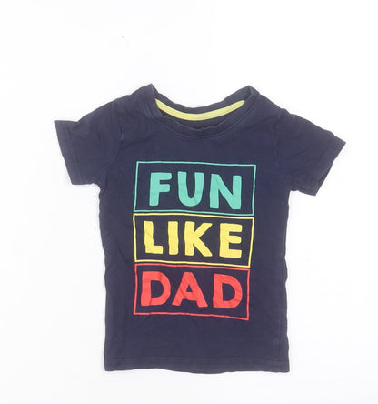 Primark Boys Blue Cotton Basic T-Shirt Size 24 Months Crew Neck Pullover - Fun Like Dad. 24-36 Months