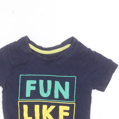 Primark Boys Blue Cotton Basic T-Shirt Size 24 Months Crew Neck Pullover - Fun Like Dad. 24-36 Months