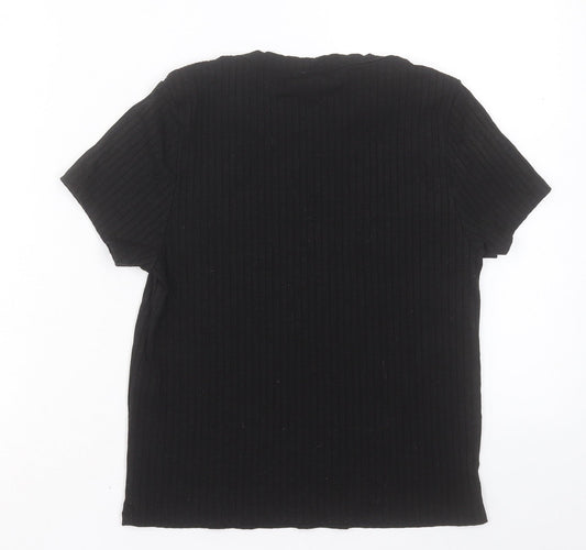 ASOS Womens Black Polyester Basic T-Shirt Size 12 Crew Neck