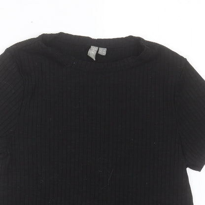 ASOS Womens Black Polyester Basic T-Shirt Size 12 Crew Neck