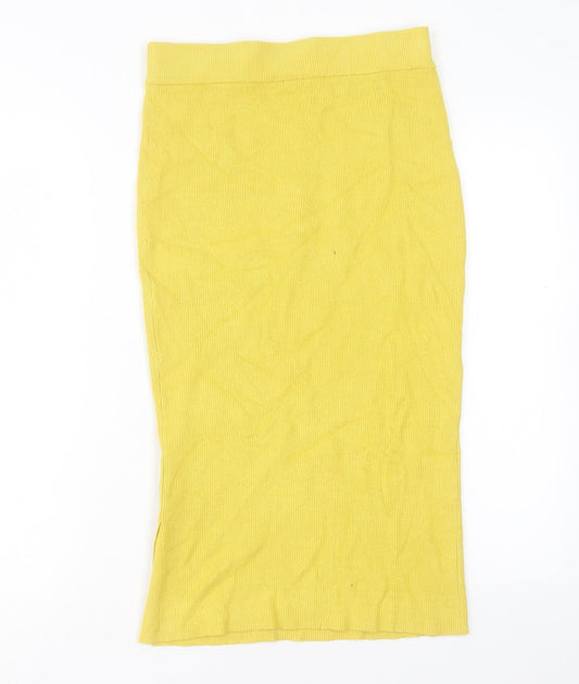 TU Womens Yellow Viscose A-Line Skirt Size 8