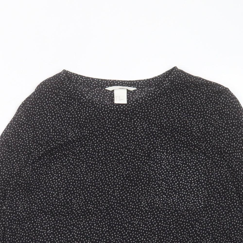 Womens UK Size XS H&M Black Basic T-Shirt