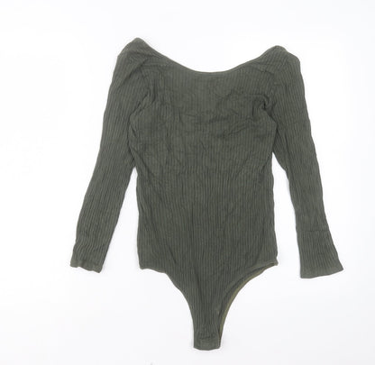 F&F Womens Green Viscose Bodysuit One-Piece Size 12 Snap