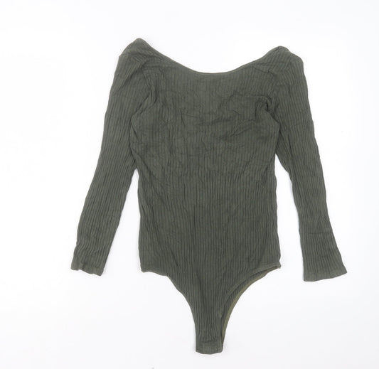 F&F Womens Green Viscose Bodysuit One-Piece Size 12 Snap