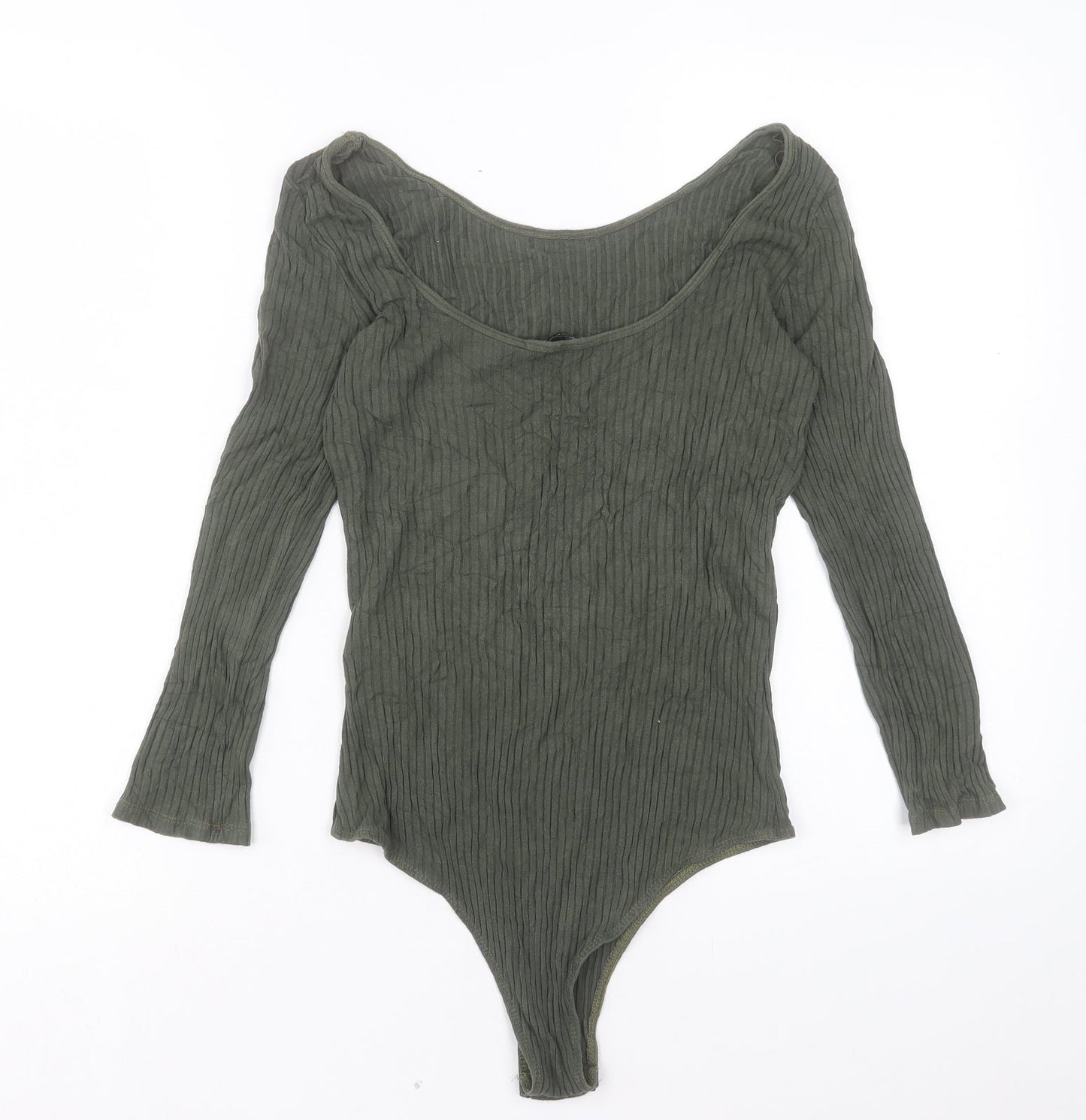 F&F Womens Green Viscose Bodysuit One-Piece Size 12 Snap