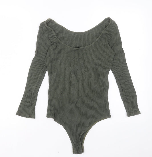 F&F Womens Green Viscose Bodysuit One-Piece Size 12 Snap