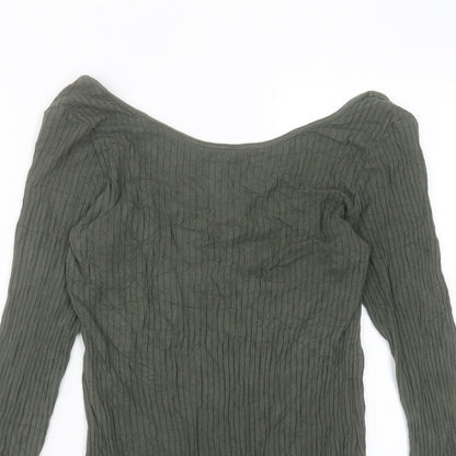 F&F Womens Green Viscose Bodysuit One-Piece Size 12 Snap