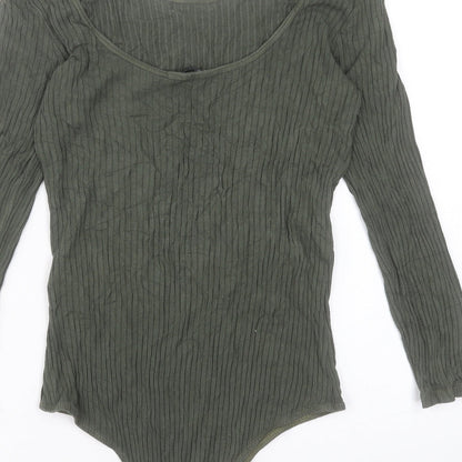 F&F Womens Green Viscose Bodysuit One-Piece Size 12 Snap