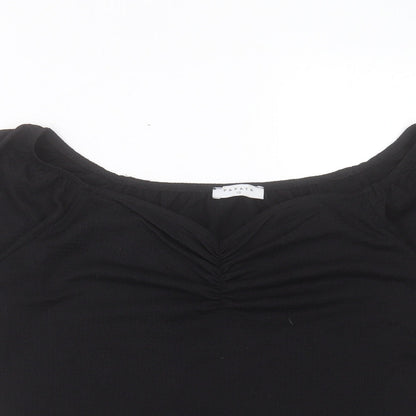 Papaya Womens Black Polyester Basic T-Shirt Size 10 Scoop Neck