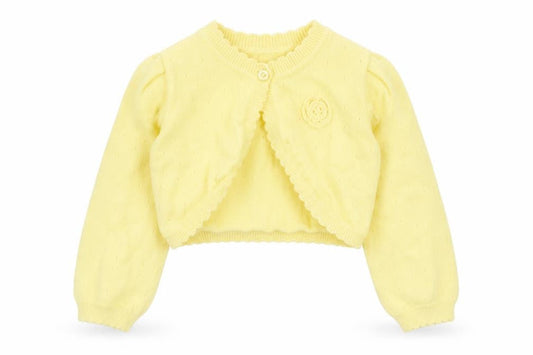 Nutmeg Girls Yellow Cotton Shrug Jumper Size 12-18 Months Button - Flower