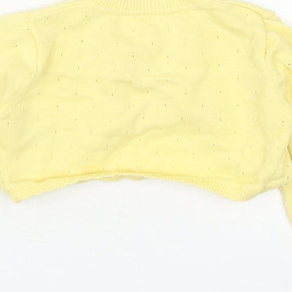 Nutmeg Girls Yellow Cotton Shrug Jumper Size 12-18 Months Button - Flower