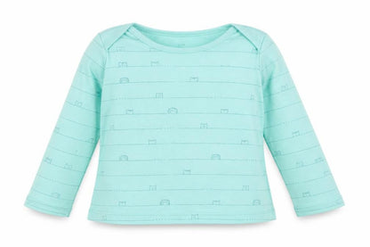George Girls Green Striped Cotton Basic Casual Size 18-24 Months Round Neck Pullover - Animals