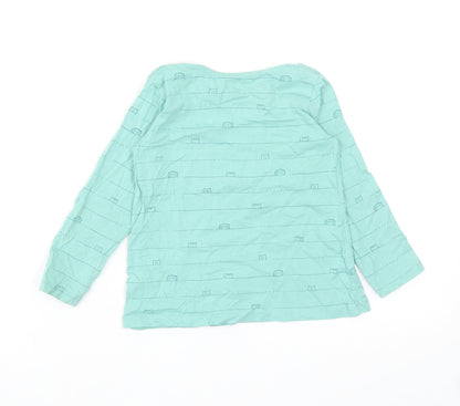 George Girls Green Striped Cotton Basic Casual Size 18-24 Months Round Neck Pullover - Animals