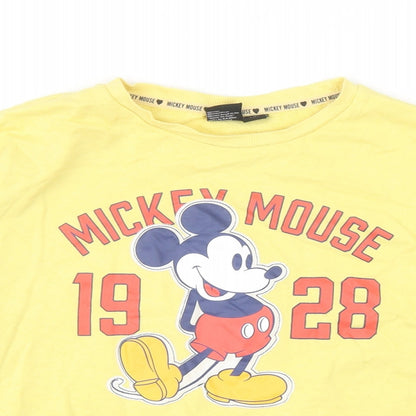Primark Girls Yellow Cotton Pullover Sweatshirt Size 11-12 Years Pullover - Mickey Mouse Cropped