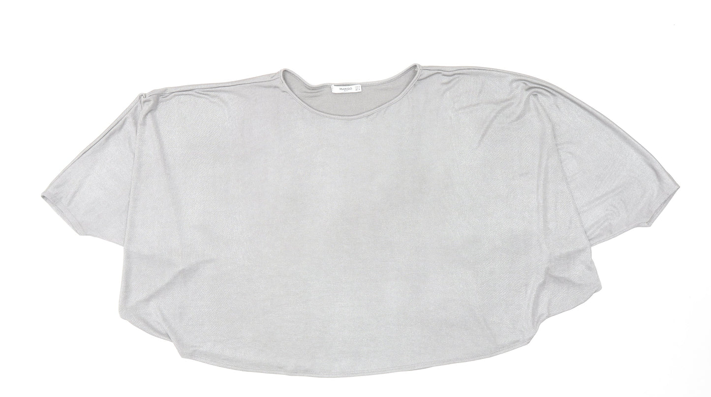 Womens UK Size M Mango Silver Basic Blouse