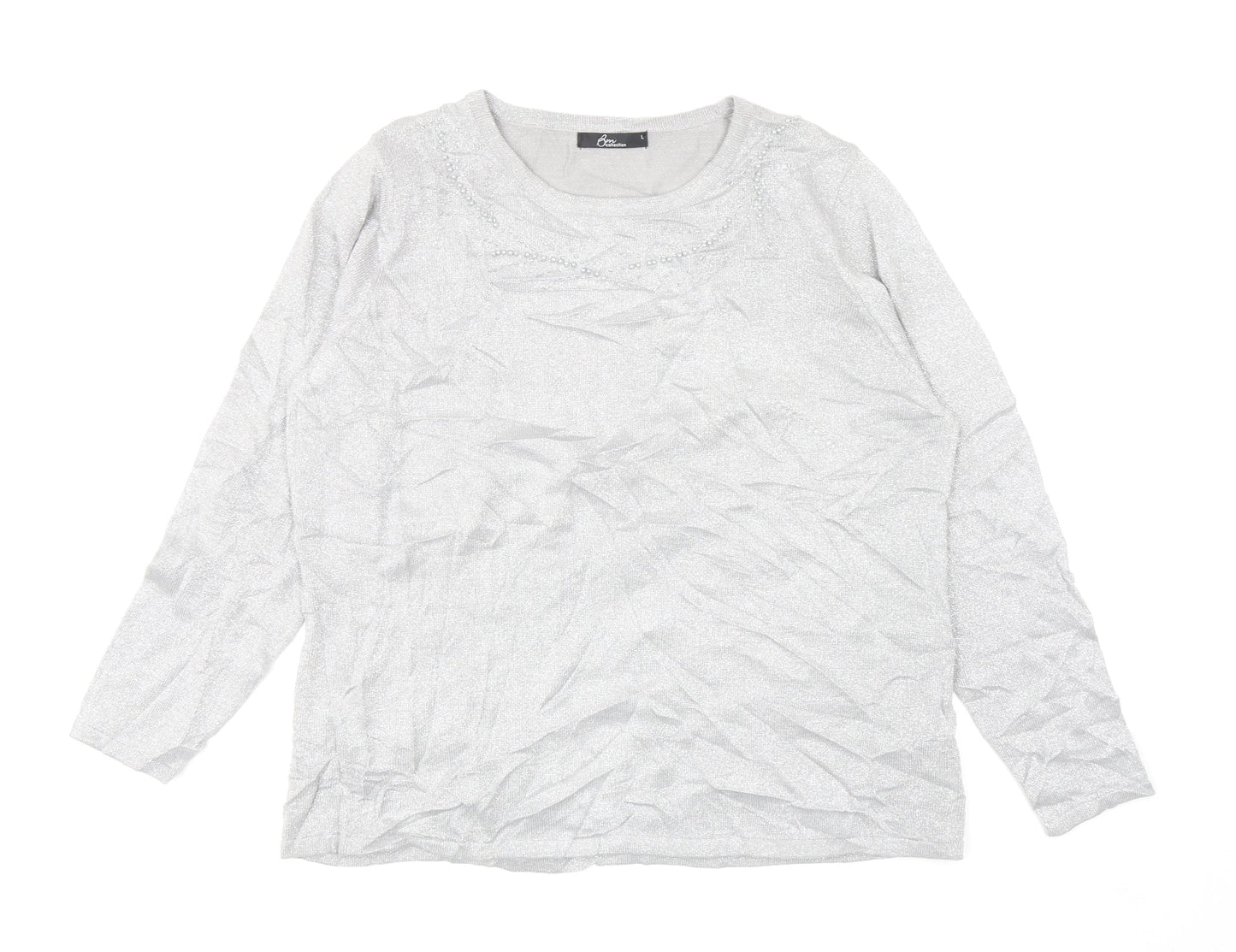 Womens UK Size L BONMARCHE Silver Pullover Jumper