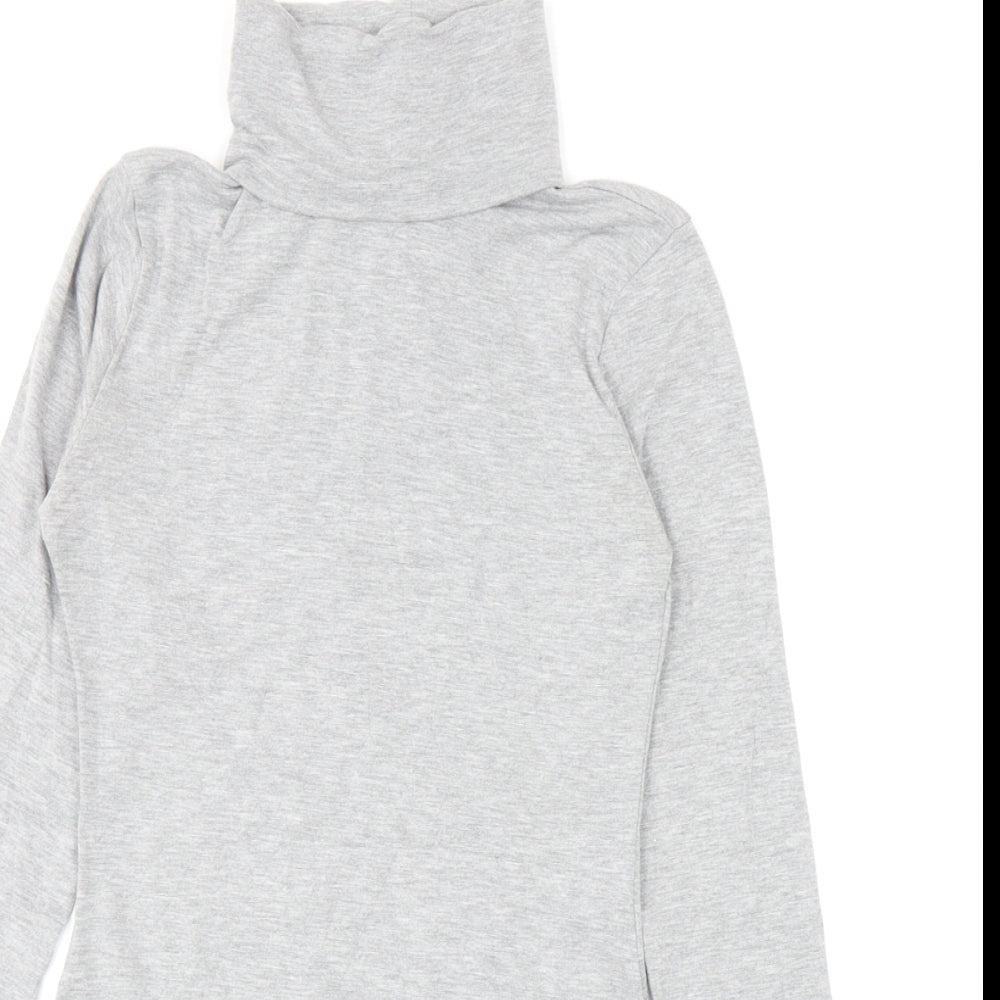 PRETTYLITTLETHING Womens Grey Viscose Bodysuit One-Piece Size 6 L9 in Snap