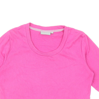 First Avenue Womens Pink Cotton Basic T-Shirt Size M Scoop Neck