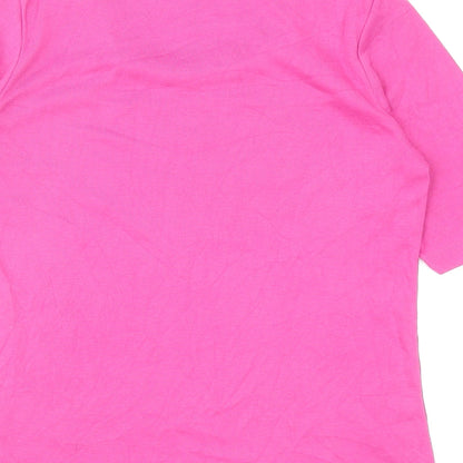 First Avenue Womens Pink Cotton Basic T-Shirt Size M Scoop Neck