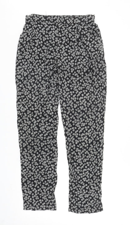 TEX Womens Black Floral Viscose Trousers Size S L28 in Regular
