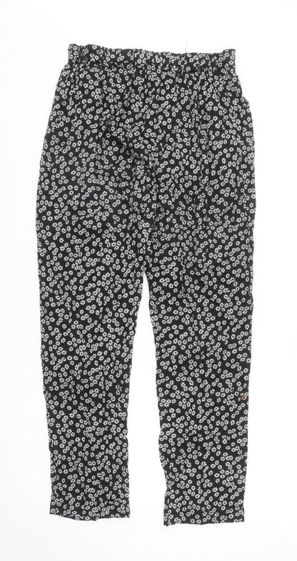TEX Womens Black Floral Viscose Trousers Size S L28 in Regular