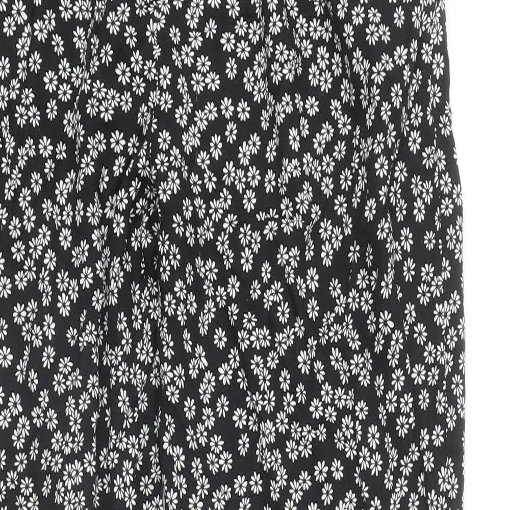 TEX Womens Black Floral Viscose Trousers Size S L28 in Regular