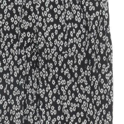 TEX Womens Black Floral Viscose Trousers Size S L28 in Regular