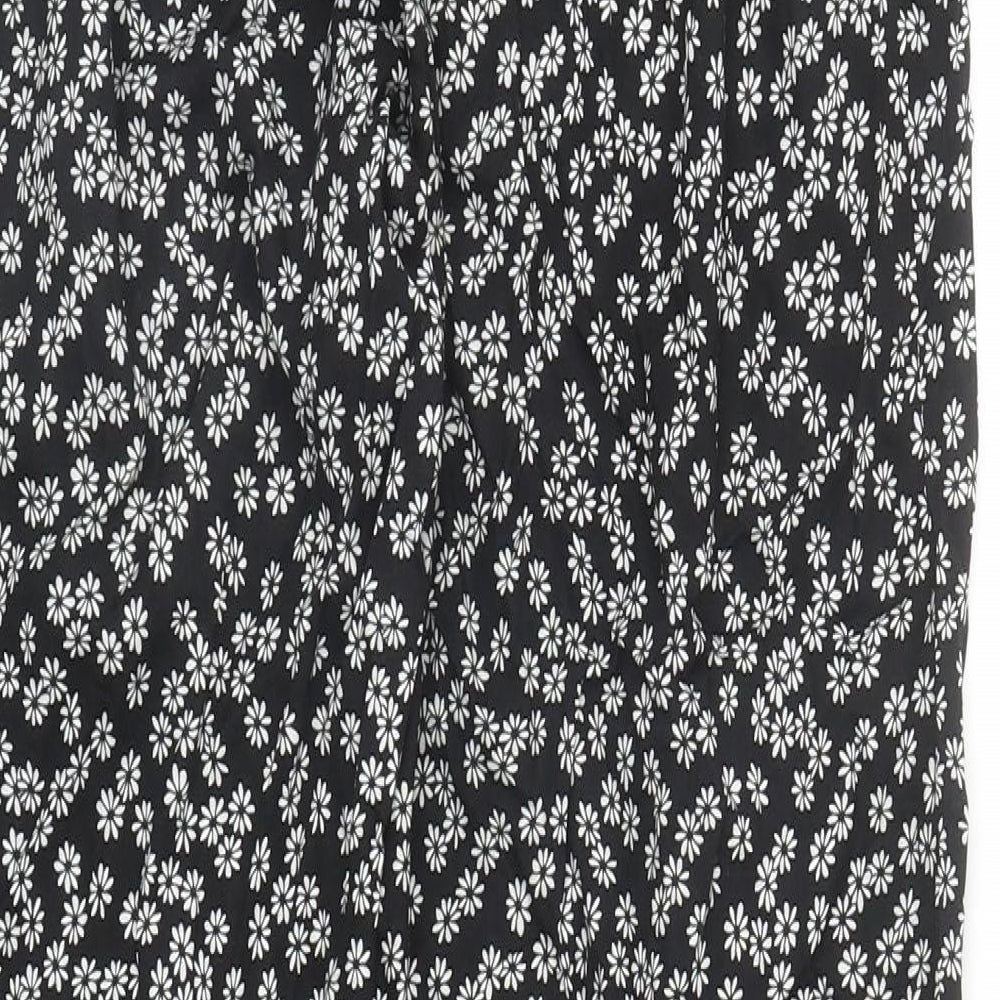 TEX Womens Black Floral Viscose Trousers Size S L28 in Regular