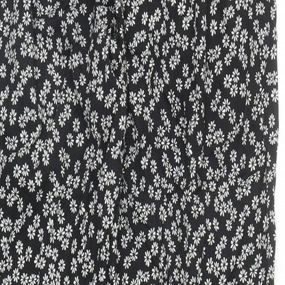 TEX Womens Black Floral Viscose Trousers Size S L28 in Regular