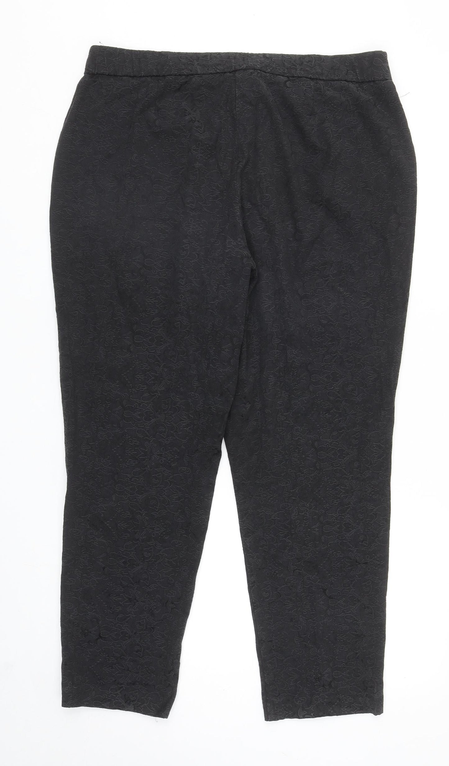 David Emanuel Womens Black Geometric Cotton Carrot Trousers Size 16 L27 in Regular Zip