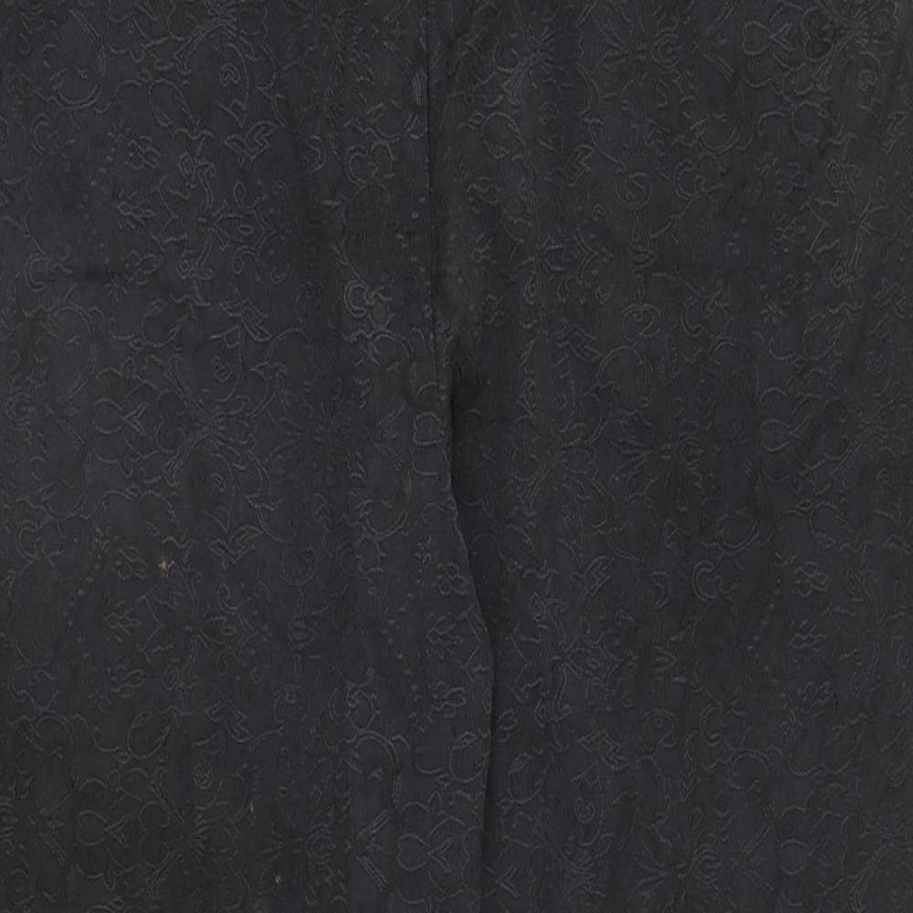 David Emanuel Womens Black Geometric Cotton Carrot Trousers Size 16 L27 in Regular Zip