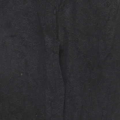 David Emanuel Womens Black Geometric Cotton Carrot Trousers Size 16 L27 in Regular Zip