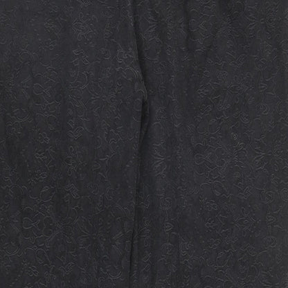 David Emanuel Womens Black Geometric Cotton Carrot Trousers Size 16 L27 in Regular Zip