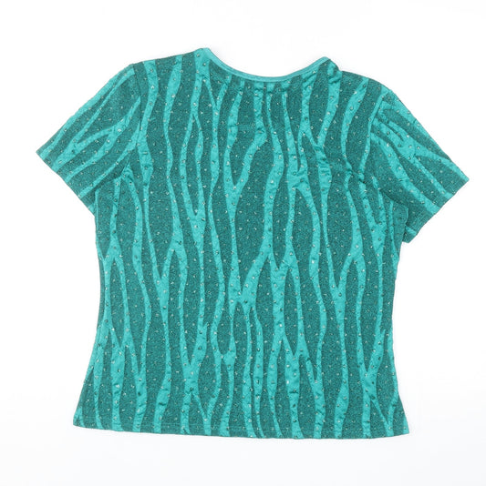 Bonmarché Womens Green Geometric Nylon Basic Blouse Size S Round Neck - Polka Dot