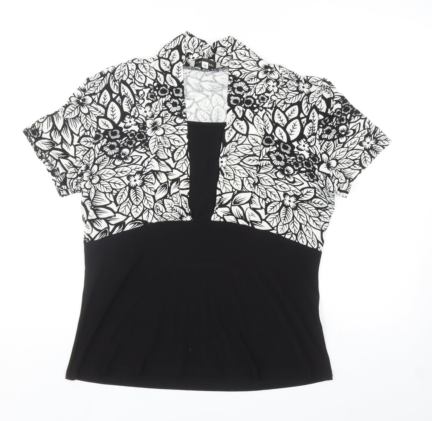 Womens UK Size 14 BASSINI Black Basic Blouse