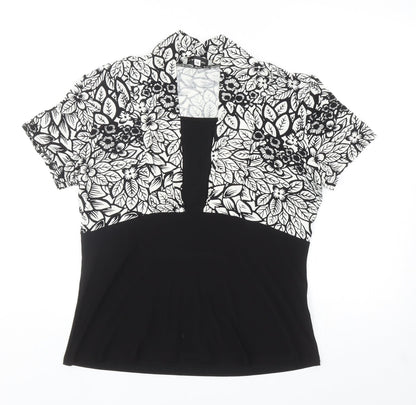 Womens UK Size 14 BASSINI Black Basic Blouse