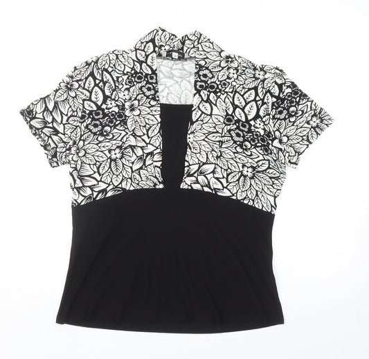 Womens UK Size 14 BASSINI Black Basic Blouse