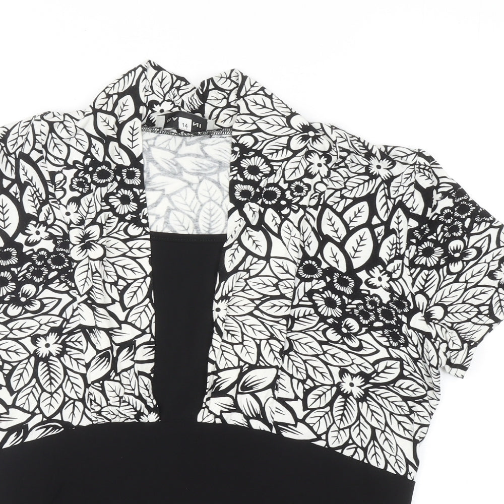 Womens UK Size 14 BASSINI Black Basic Blouse
