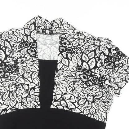 Womens UK Size 14 BASSINI Black Basic Blouse