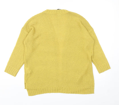 Womens UK Size M VERO MODA Yellow Cardigan Jumper